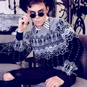 🆕FUN Brand Skeleton Faire Isle Sweater, Unisex One Size